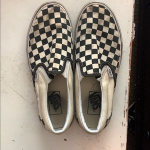 vans checkered slip ons